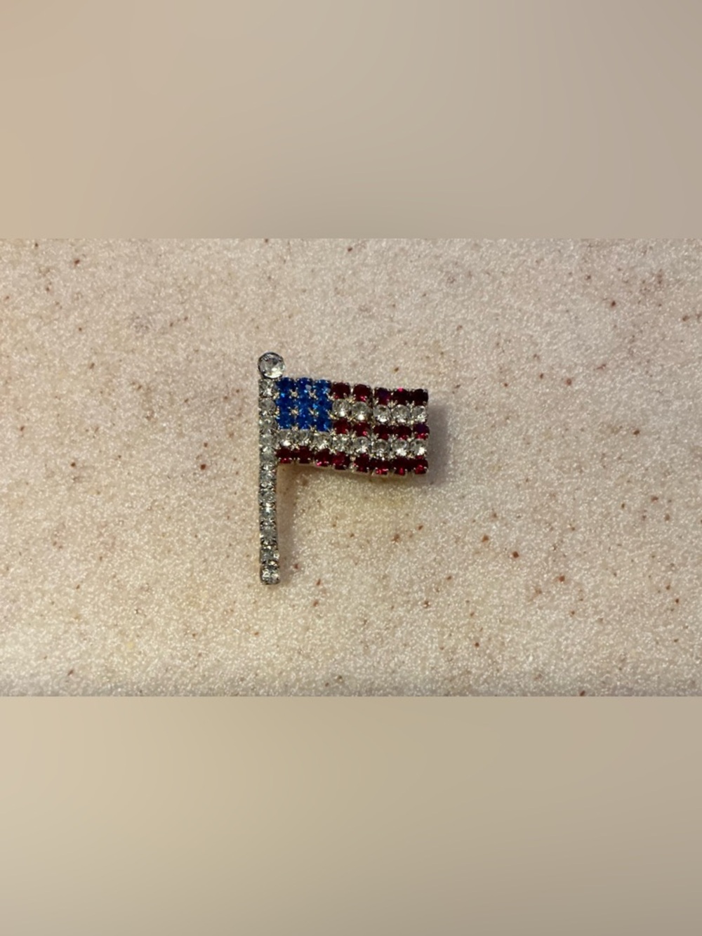 Rhinestone American Flag Pin - Red, White & Blue